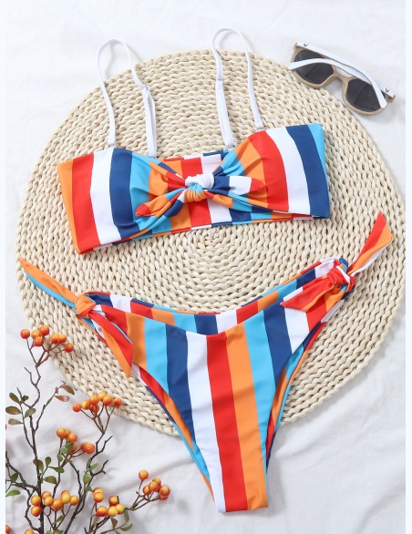 Komplety Bikini Węzeł W Paski Codzienny