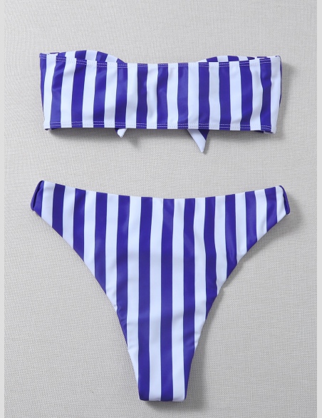 Komplety Bikini Węzeł W Paski Śliczny
