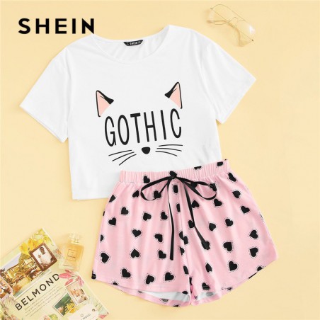 SHEIN Cat t-shirt z...