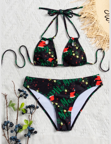 Komplety Bikini Tył Krawata Bożę Narodzenie Seksowne