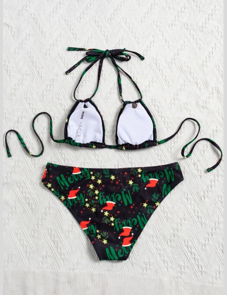 Komplety Bikini Tył Krawata Bożę Narodzenie Seksowne