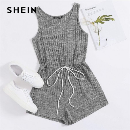 SHEIN Tie Front Heather...