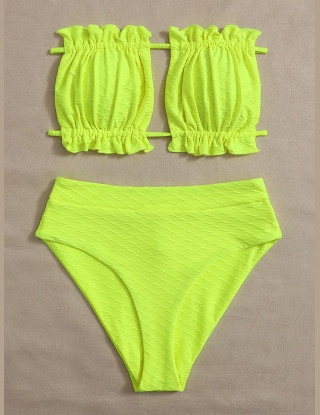 Komplety Bikini Falbanka Równy Zielony Seksowne