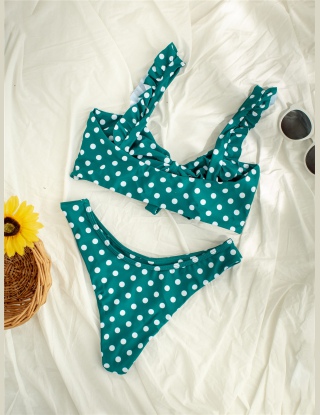 Komplety Bikini Zmarszczony Kropki Czerwony Śliczny
