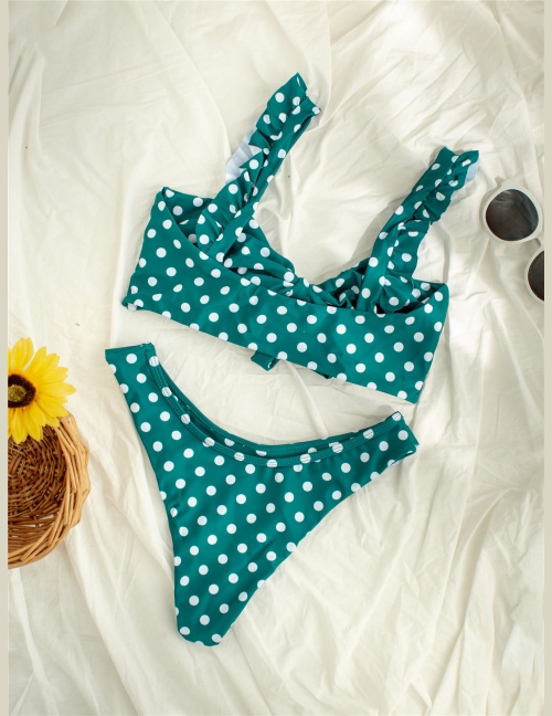 Komplety Bikini Zmarszczony Kropki Czerwony Śliczny