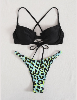 Lampart kąpielowy bikini z wysokim stanem