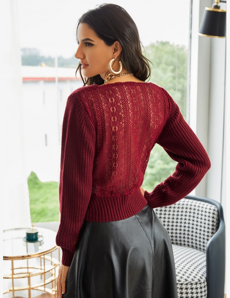 Swetry Sznurówka Kontrastowa Równy Elegancki