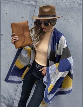 Rozpinane Swetry Asymetryczny Kolorowy Blok Codzienny