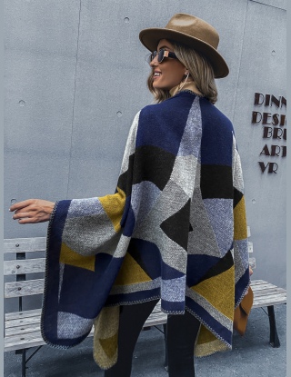 Rozpinane Swetry Asymetryczny Kolorowy Blok Codzienny