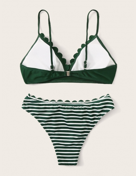 Komplety Bikini Muszla W Paski Zielony Codzienny