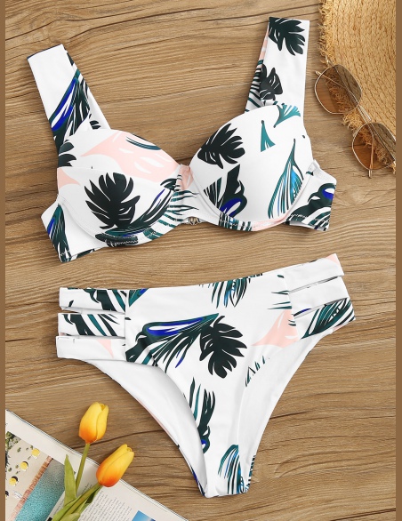 Komplety Bikini Wyciąć Tropikalny Wielokolorowe Boho