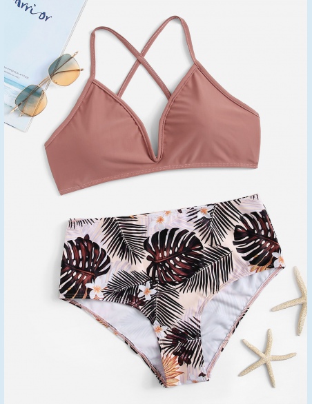 Komplety Bikini W Kartkę Tropikalny Wielokolorowe Boho