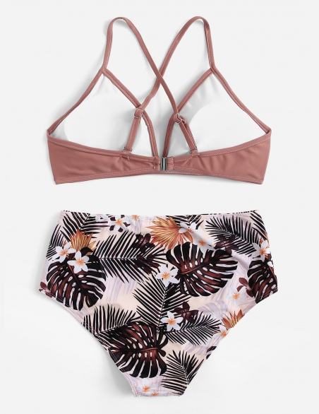 Komplety Bikini W Kartkę Tropikalny Wielokolorowe Boho