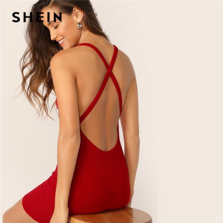 SHEIN Sexy Red Crisscross...