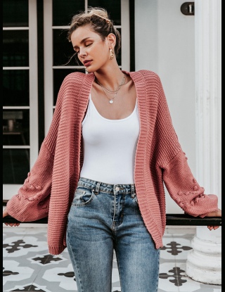 Rozpinane Swetry Pom Pom Równy Codzienny